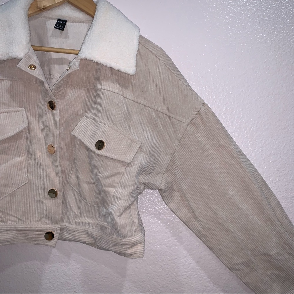 Men's Plus Size Corduroy Sherpa Collar Jacket